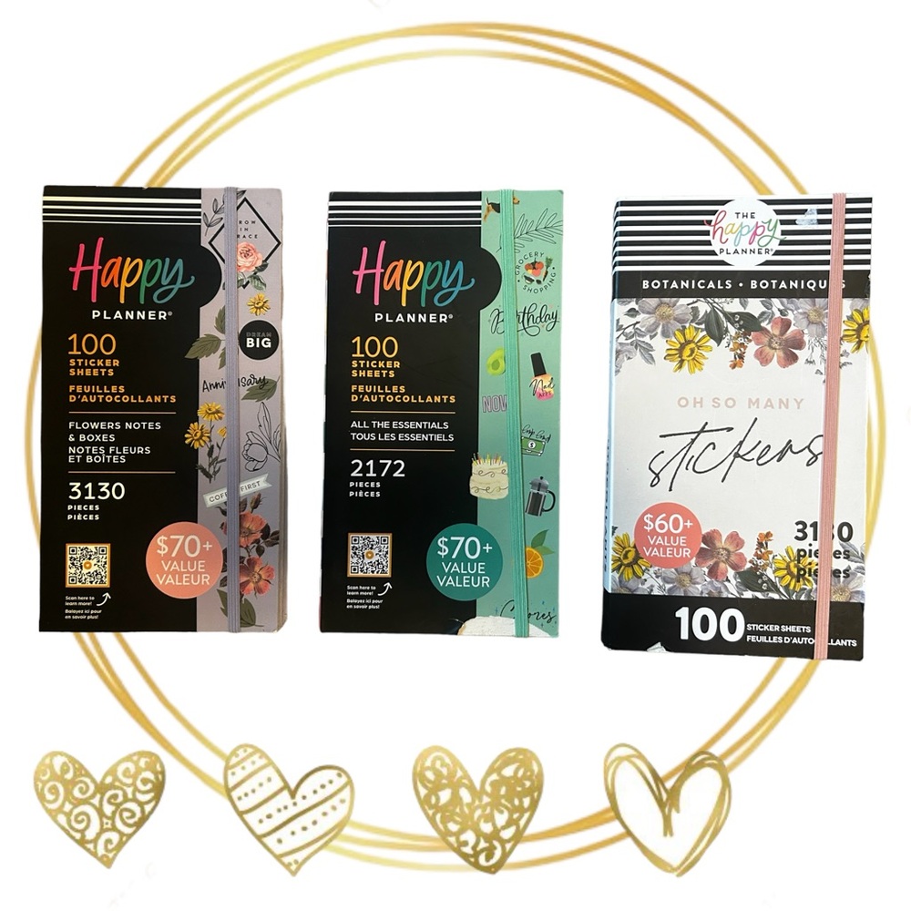 Three Extra Large Happy Planner Sticker Books Bundle
